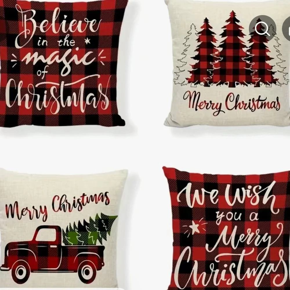 4pcs, Christmas Throw Pillow Covers,Without Pillow Core (17.7' X17